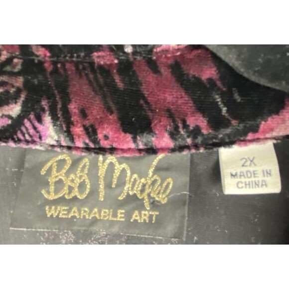 Bob Mackie Wearable Velvet Blouse Womens 2X Mixed Animal Print Button Up Dressy - Picture 12 of 13